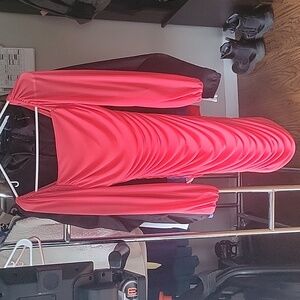 Watermelon pink tight with flowy sleeved homecoming dress